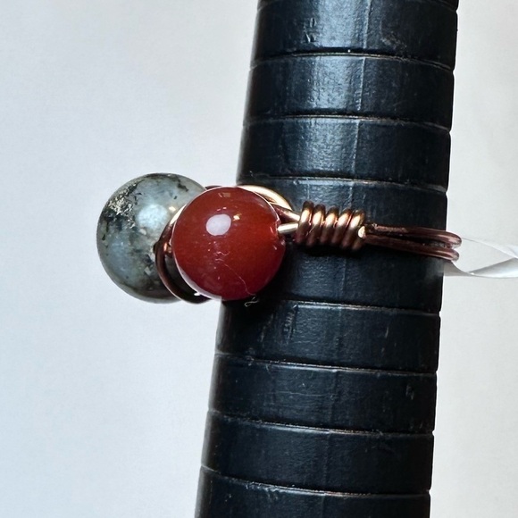 Laborite carnelian ring copper handmade one of a kind - Picture 3 of 4
